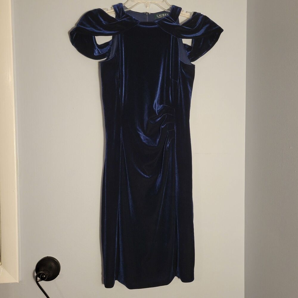 Ralph Lauren Dark Blue Velvet Women's Dress Sleeveless Size 0